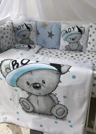 Комплект постельного белья baby comfort myteddy 7 элементов мишка boy