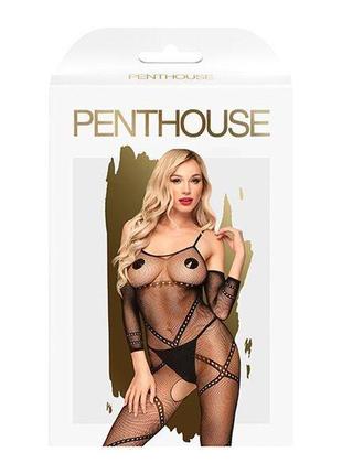 Бодистокинг с контрастным узором  penthouse - under arrest black s/l3 фото