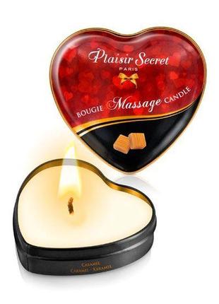 Массажная свеча сердечко с ароматом карамели plaisirs secrets caramel 35 мл (so1871)