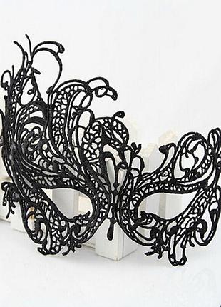 Ажурна маска на очі eye mask для вечірок чорна