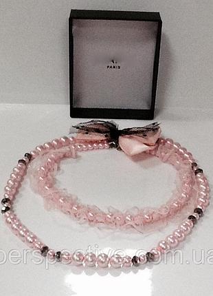 Бусы розовый жемчуг