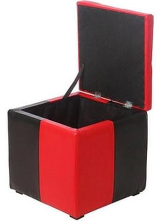 Пуф красно-черный рубио-2 с ящиком ,пуфик,пуфики,пуф кожзам,пуф экокожа,банкетка на подаро...