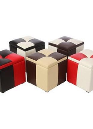 Пуф красно-черный рубио-2 с ящиком ,пуфик,пуфики,пуф кожзам,пуф экокожа,банкетка на подаро...