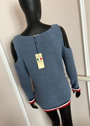 Гольф кофта свитер с открытыми плечами в дырки3 фото