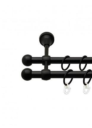 Карниз подвійний 16+16мм болонь чорний 2,40 м