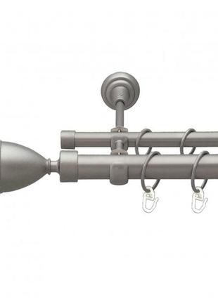 Карниз для штор orvit єтерния металевий дворядний гладка труба кільце металеве сатин 25\19 мм 160см
