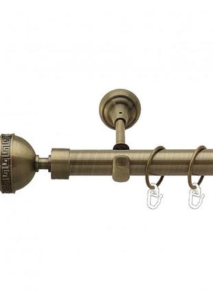 Карниз для штор orvit шар з візерунком металевий однорядний гладка труба кільце металеве антик 25 мм 300 см