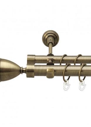 Карниз для штор orvit етернія металевий дворядний рифлена труба кільце металеве антик 25\19 мм 240см