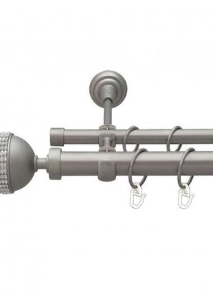 Карниз для штор orvit навона металевий дворядний гладка труба кільце металеве сатин 25\19 мм 200см2 фото