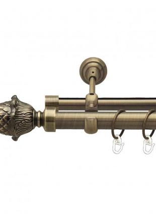 Карниз для штор orvit палаціо металевий дворядний гладка труба кільце металеве антик 25\19 мм 160см
