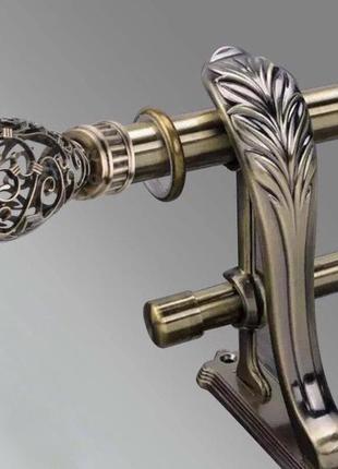 Карниз для штор металевий дворядний ретро 25\19мм антико джанет 160см