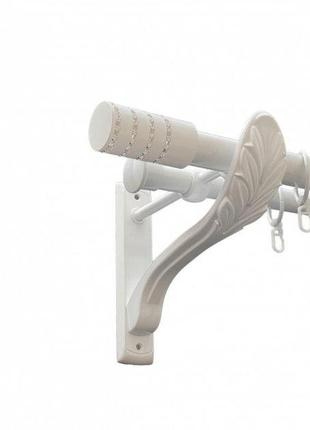 Карниз для штор orvit барамелла металевий дворядний ретро гладка труба кільце металеве білий 25\19 мм 300см