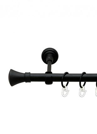 Карниз баваро люксор однорядний відкритий гладка труба чорний матовий 19мм 200см