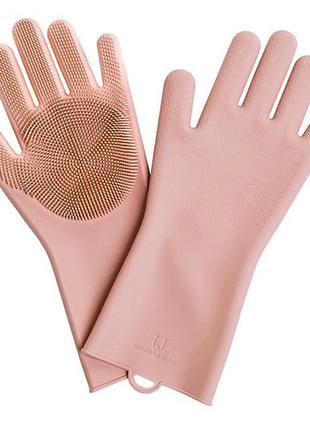 Силіконові рукавички xiaomi silicone cleaning glove pink (6971418388018)