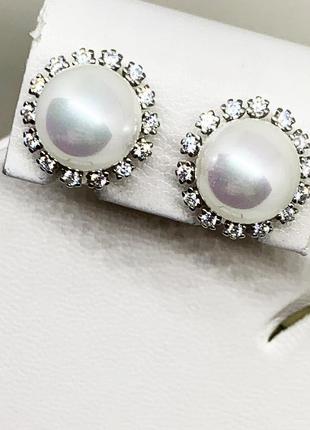 Сережки серебряные с жемчугом 6,29 г