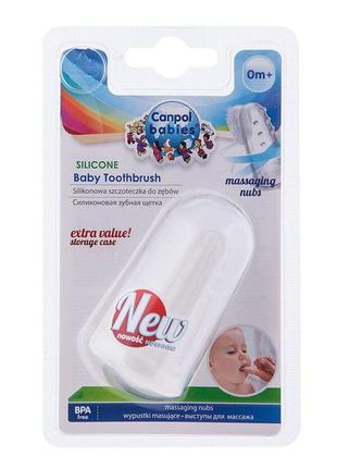 Массажная щетка для зубов первая с футляром canpol babies (5903407561592)4 фото