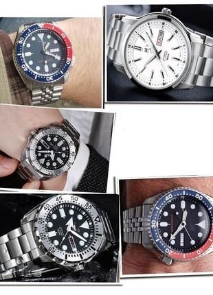 Браслет для часов seiko skx007 / 009 / 173 / 175 / srpd63k1 из нержавеющей стали 22 мм, крепление полумесяц2 фото