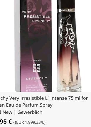 Елітна
рідкість парфуми givenchy very irresistible l´intense 50 ml4 фото