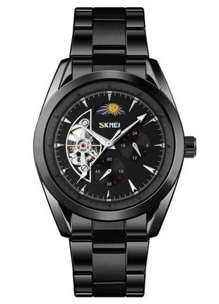 Чоловічий механічний годинник скелетон skmei 9237. чорні