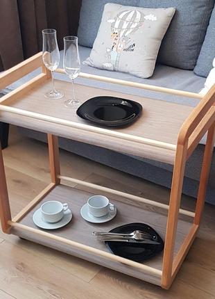 Сервировочный столик. столик кофейный. столик журнальный на колесах.