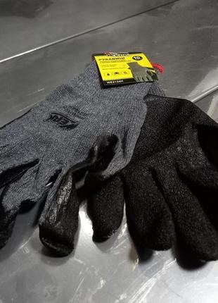 Перчатки трикотажные серые с латексным покрытием (черный) р.10 с подвеской werk (we2134h)1 фото