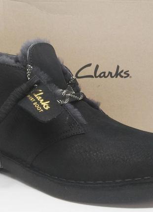 Зимние кожаные ботинки clarks натуральный мех оригинал