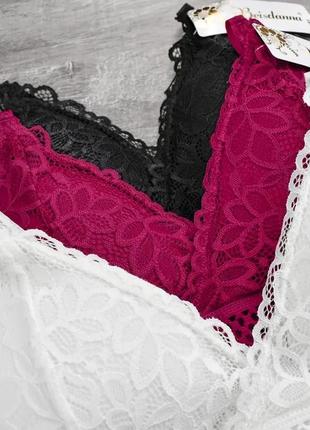 Мереживний комплект жіночої нижньої білизни bisdana / кружевний топ бранетт + трусики / чашка a/b3 фото