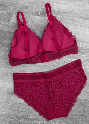 Мереживний комплект жіночої нижньої білизни bisdana / кружевний топ бранетт + трусики / чашка a/b6 фото