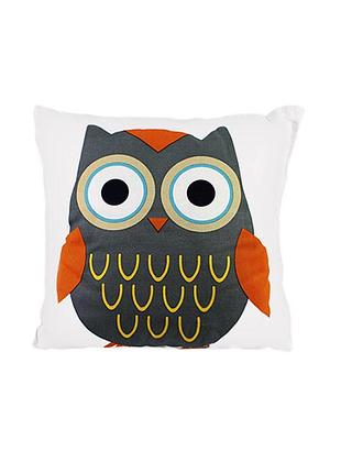 Детская хлопковая подушка lesko aj0030 совушка gray + orange 30*30см в кроватку