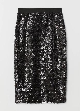 Спідниця з пайетками чорна на резинці 2