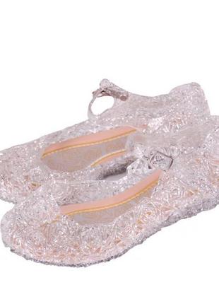 Вечірні карнавальні туфлі рапунцель, ельзи або принцеси для дівчинки р. 26-31,33 сріблясті білі