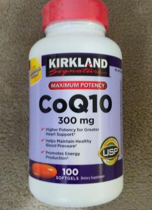 Коензим q10 (300 мг/1 капсула) 100 капсул, kirkland сша.