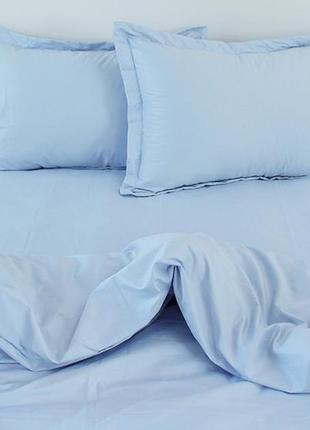 Двуспальный комплект постельного белья, сатин люкс 100% хлопок (турция) light blue2 фото