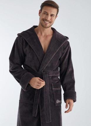 Халат мужской nusa 1320 кофе:l/xl;xxl;бамбук/хлопок