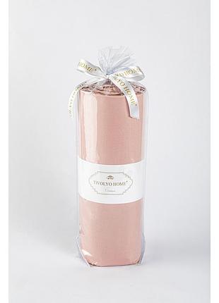 Простынь сатиновая tivolyo home pembe на резинке 180*200+наволочки 2-50*70