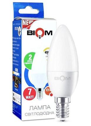 Светодиодная лампа biom bt-570 c37 7w e14 4500к матовая