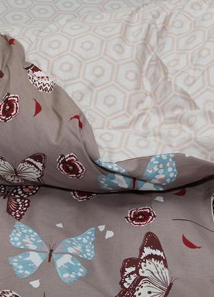 Двуспальный комплект постельного белья из люкс-сатина бабочки с компаньоном s3605 фото
