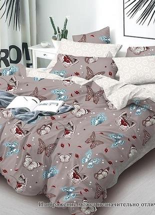 Двуспальный комплект постельного белья из люкс-сатина бабочки с компаньоном s360