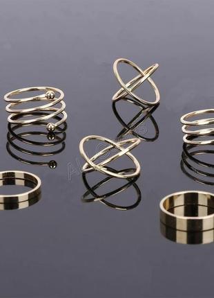 Кольца на фаланги. набор из 6 колец (ring6gold)2 фото