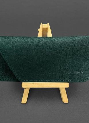 Кожаный чехол для очков зеленый краст