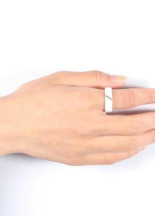 Кольцо керамическое женское белое с кристаллами2 фото
