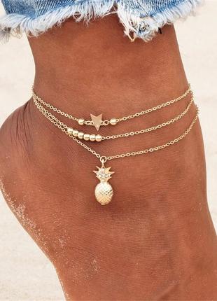 Набор женских браслетов на ногу код 1674