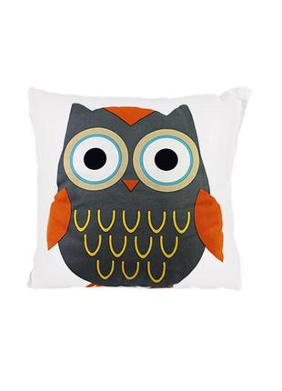 Детская хлопковая подушка lesko aj0030 совушка gray + orange 30*30см в кроватку новорожденным