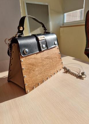 Стильна дерев'яна сумка,  такої не має майже ні в кого!3 фото