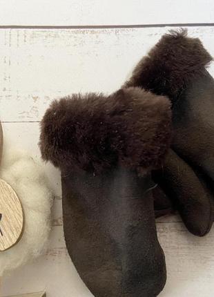 Рукавички дитячі з овечої шерсті , рукавички теплі дитячі, рукавички з овчини чорні1 фото
