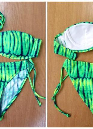 Купальник зелений принт кавун xs s роздільний жіночий стильний красивий