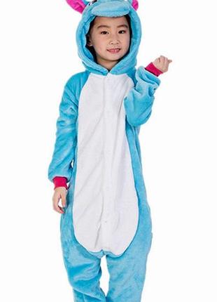 Кигуруми единорог голубой пижама для детей девочек и мальчиков на рост 122-130 размер 122 128