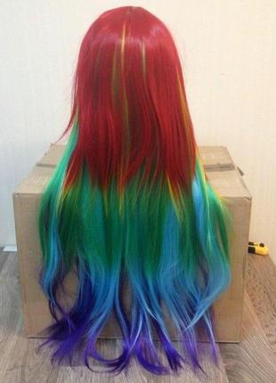 Парик женский искусственный little pony rainbow dash радуга дэш разноцветный 70см длинный прямой4 фото