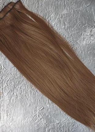 Волосы на заколках светло-коричневые №12 трессы ровные прямые термостойкие набор 6 прядей на клипсах2 фото