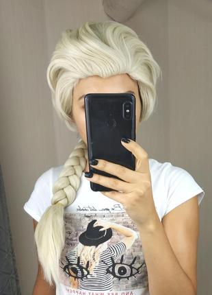 Качественный парик принцессы эльзы с косой для аниматоров мероприятий frozen холодное сердце
